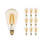 Voordeelpak 10x Noxion Lucent LED E27 Edison Filament Amber 7.2W 630lm -  822 Zeer Warm Wit | Dimbaar - Vervangt 50W