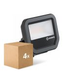 Voordeelpak 4x Ledvance LED Breedstraler Aluminium Zwart 8W 1100lm 100D - 830 Warm Wit | IP66 - Symmetrisch